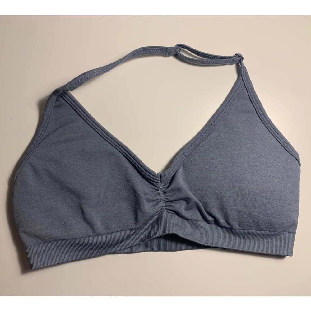 Alphalete Amplify Steel Blue Halter Sports Bra